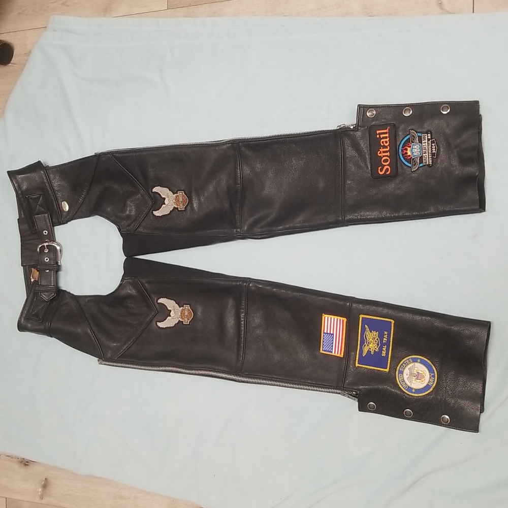 Harley Davidson Black Leather Chaps- USA Men's Size Small